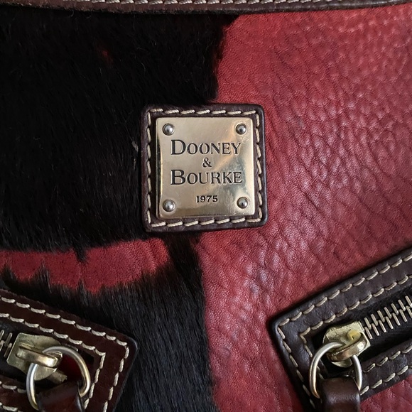 RARE Dooney & Bourke Calf Hair Fur-on STAINS INSIDE Large Leather Bag - Picture 5 of 16